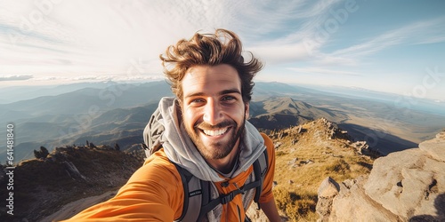 Mountain Selfie Smiles the Adventure Enthusiast, Generative AI