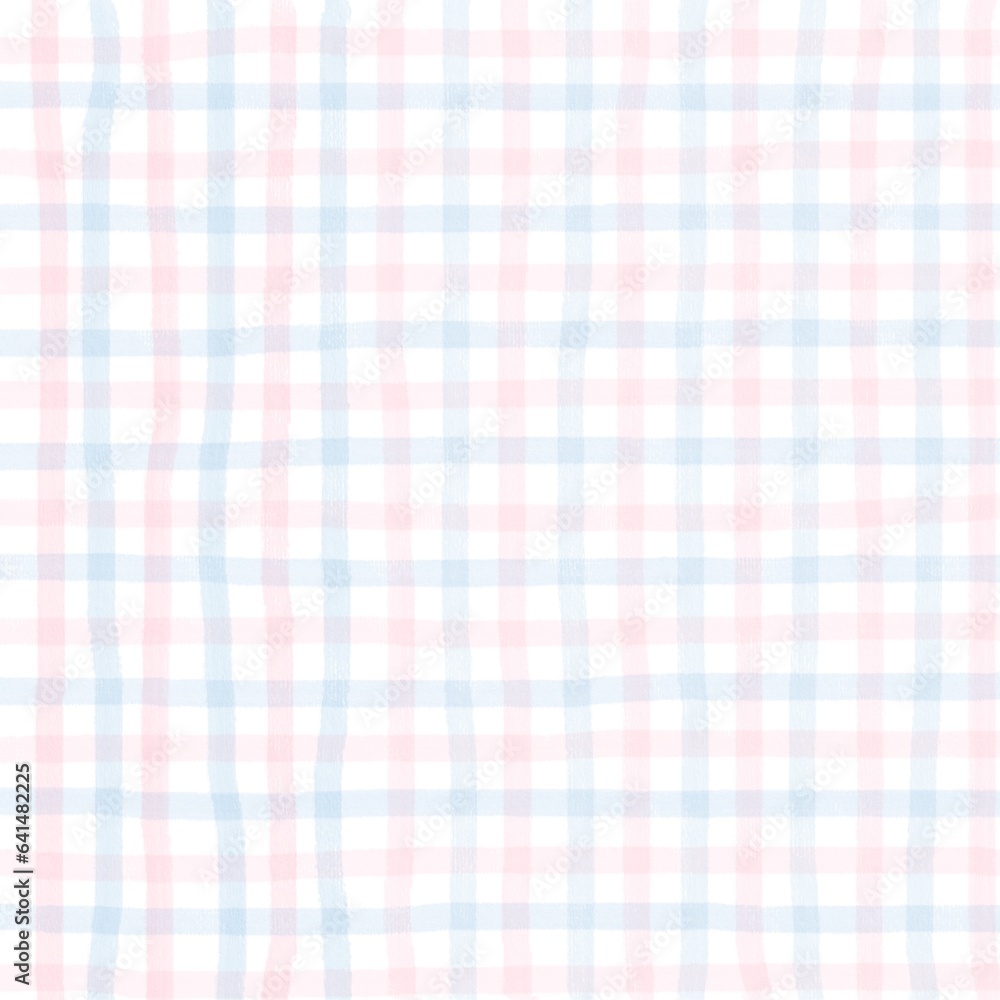 Pink Blue Gingham Check Hand Drawn Background Pink Blue Gingham Check Hand Drawn Background