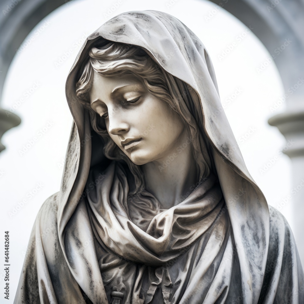 A veiled woman statue standing in a museum room A veiled woman statue standing in a museum room