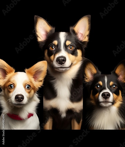 Three dogs sitting together