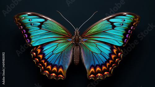 Butterfly closeup with dark background generative ai