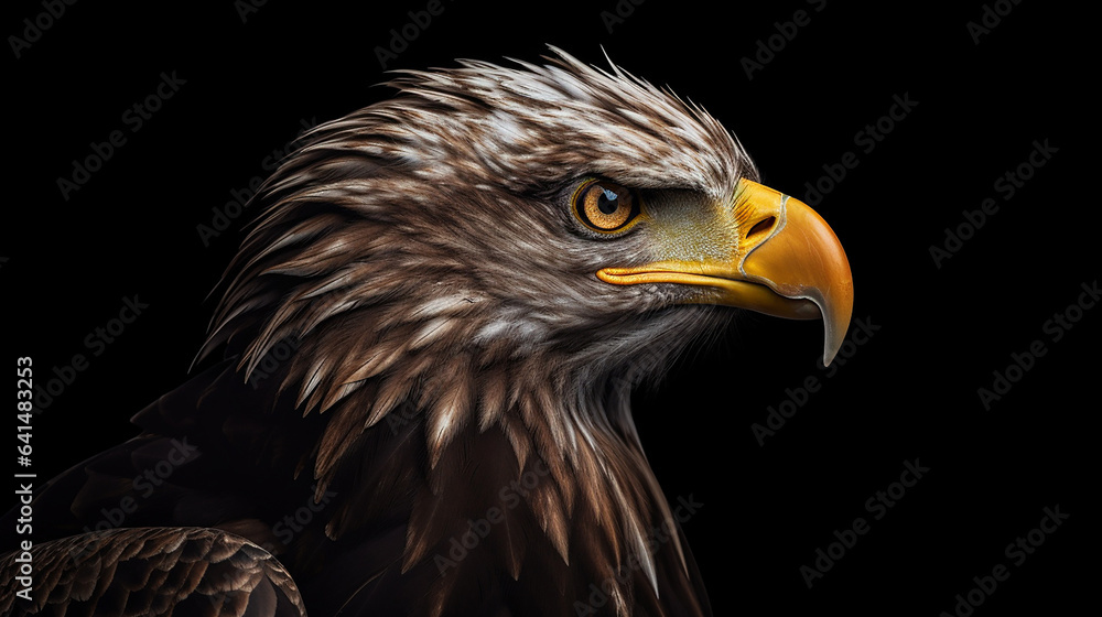 eagle head closeup with dark background generative ai