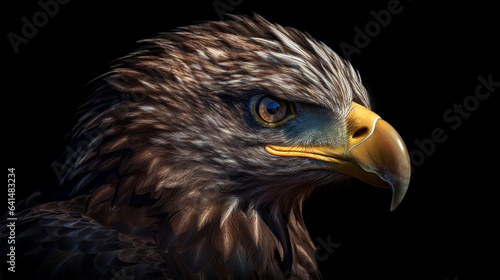 eagle head closeup with dark background generative ai