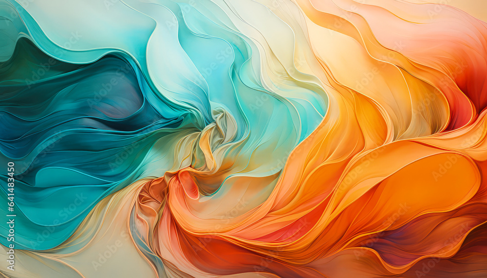 Colorful smoke curves wallpaper, Abstract background with colorful liquid paint.