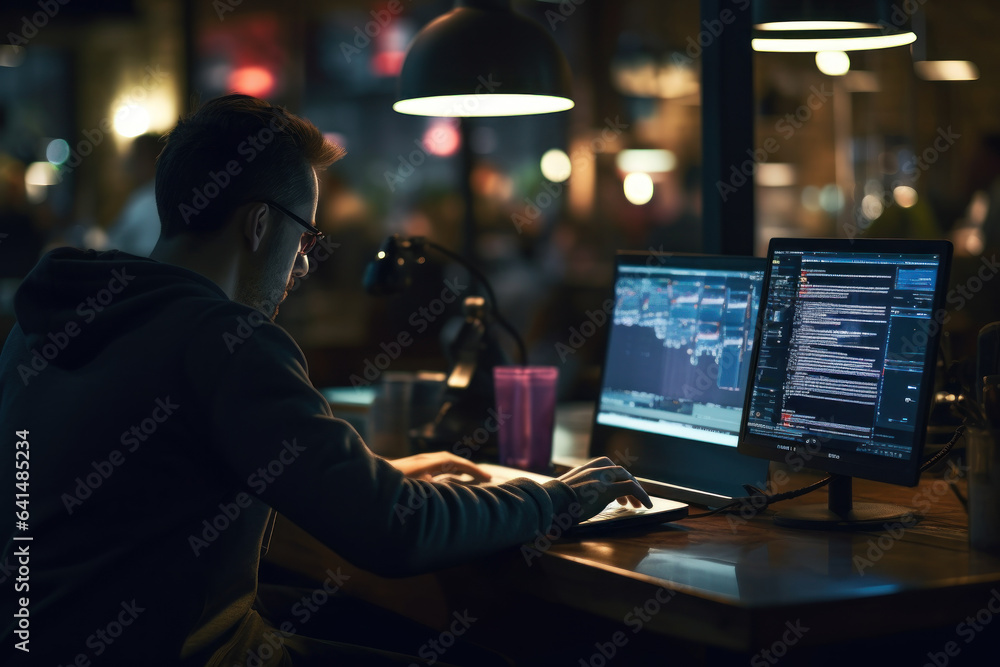 A person works on coding and programming tasks, embracing the dynamic ...