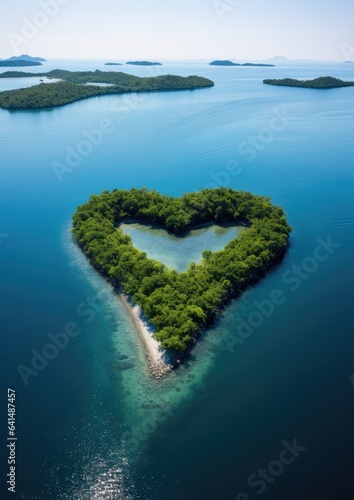 an island in the shape of a heart photo