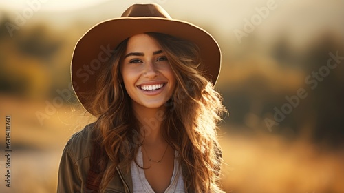 a woman wearing a hat and smiling
