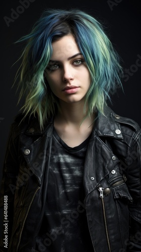 a woman with green and blue hair © sam