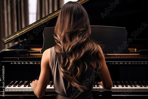 a woman playing a piano