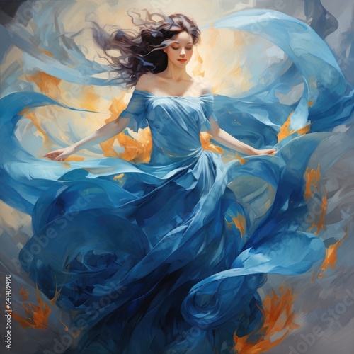 a woman in a blue dress © sam