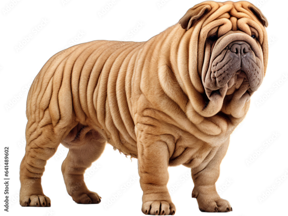 Shar Pei's Protective Stance, No Background Shar Pei's Protective Stance, No Background