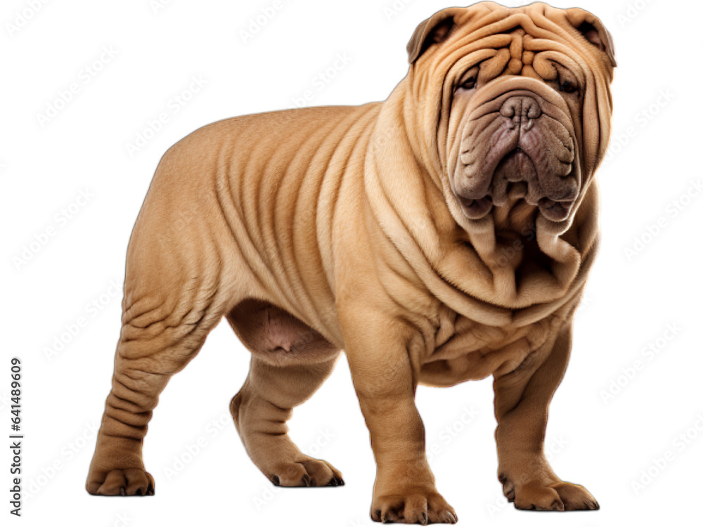 Shar Pei's Protective Stance, No Background Shar Pei's Protective Stance, No Background