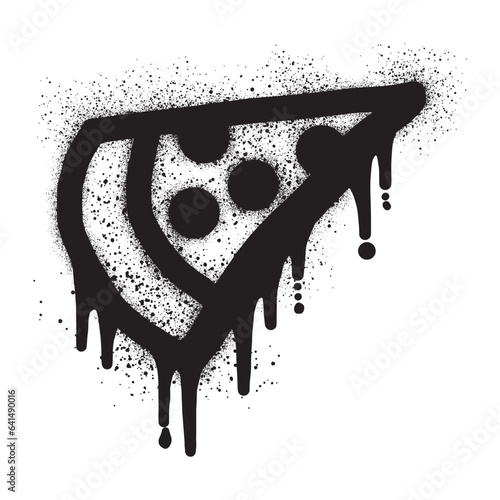 Pizza icon graffiti with black spray paint