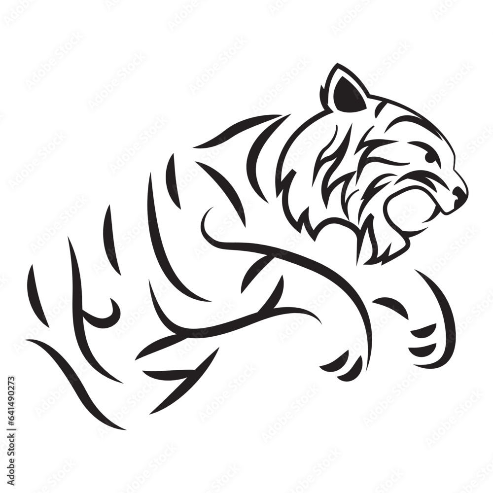 Isolated asian outline of a tiger Vector Isolated asian outline of a tiger Vector