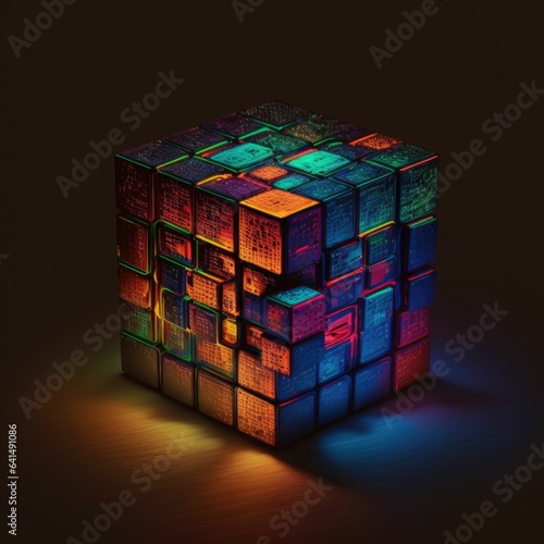 Futuristic Rubix Cube with Stunning 8K Detail and Bright Colors photo