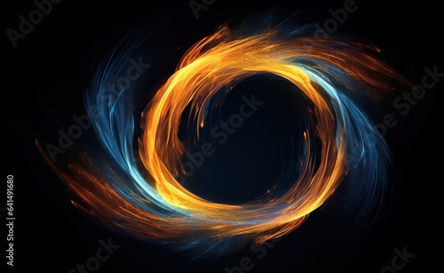 A spiral background with flames light and blue , concept of Energy flow 