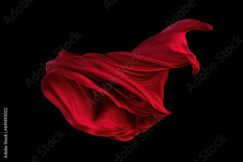 Captivating Red Fabric in Mid-Air: A Stunning Display of Movement and Texture on a Dark Background