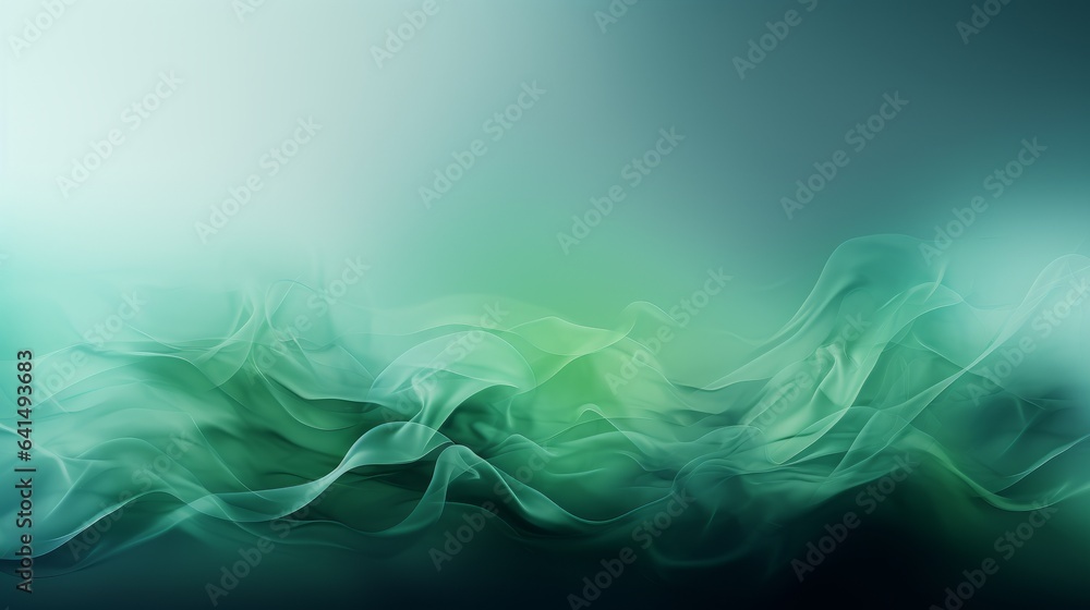 Fototapeta premium A soft green abstract background with gradient waves. Generative AI. 