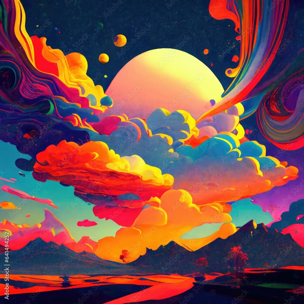 Vibrant and Surreal Sky in High Definition: A Psychedelic Journey - obrazy, fototapety, plakaty 