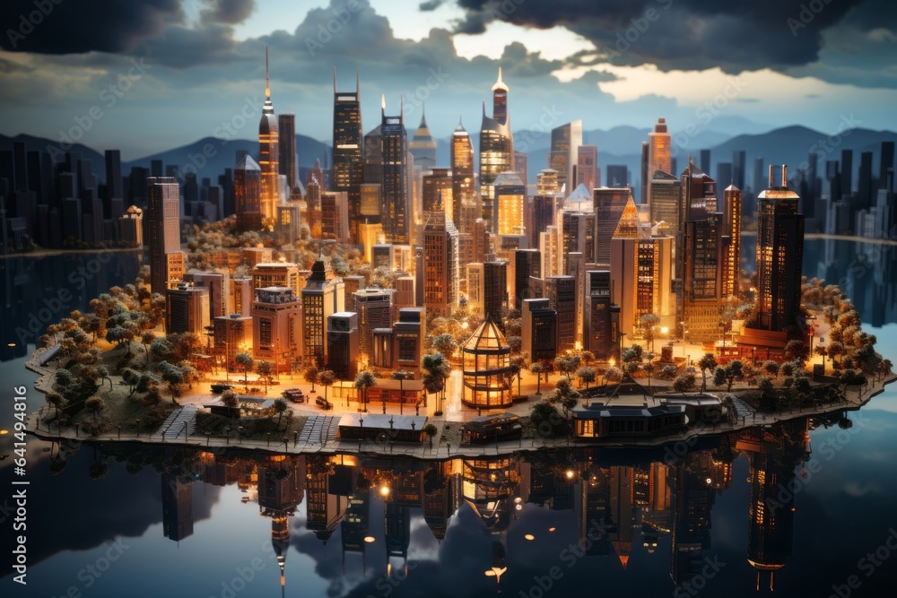 Obraz premium 俯瞰した都市風景,Generative AI AI画像