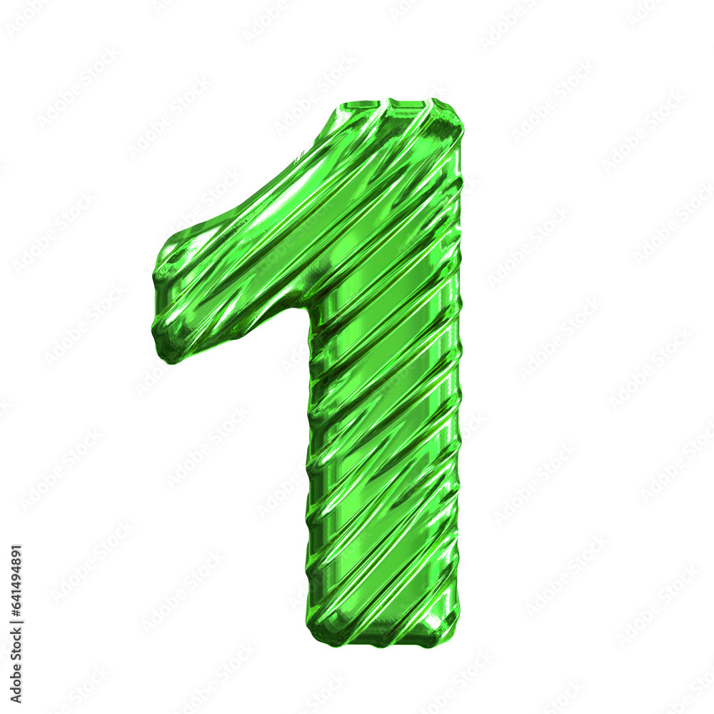 Ribbed green symbol. number 1 Ribbed green symbol. number 1