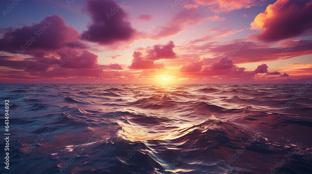 sunset over the ocean HD 8K wallpaper Stock Photographic Image