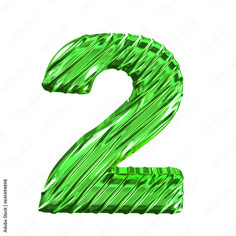 Ribbed green symbol. number 2 Ribbed green symbol. number 2
