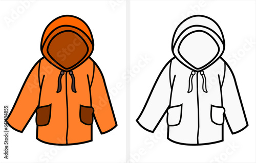 Winter coat coloring page for kids.