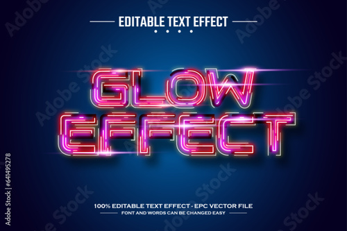 Glow effect 3D editable text effect template