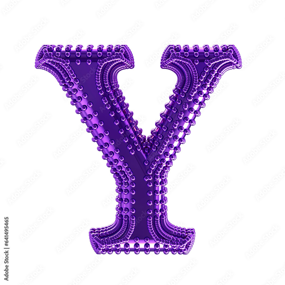 Small spheres on the dark purple symbol. letter y Small spheres on the dark purple symbol. letter y