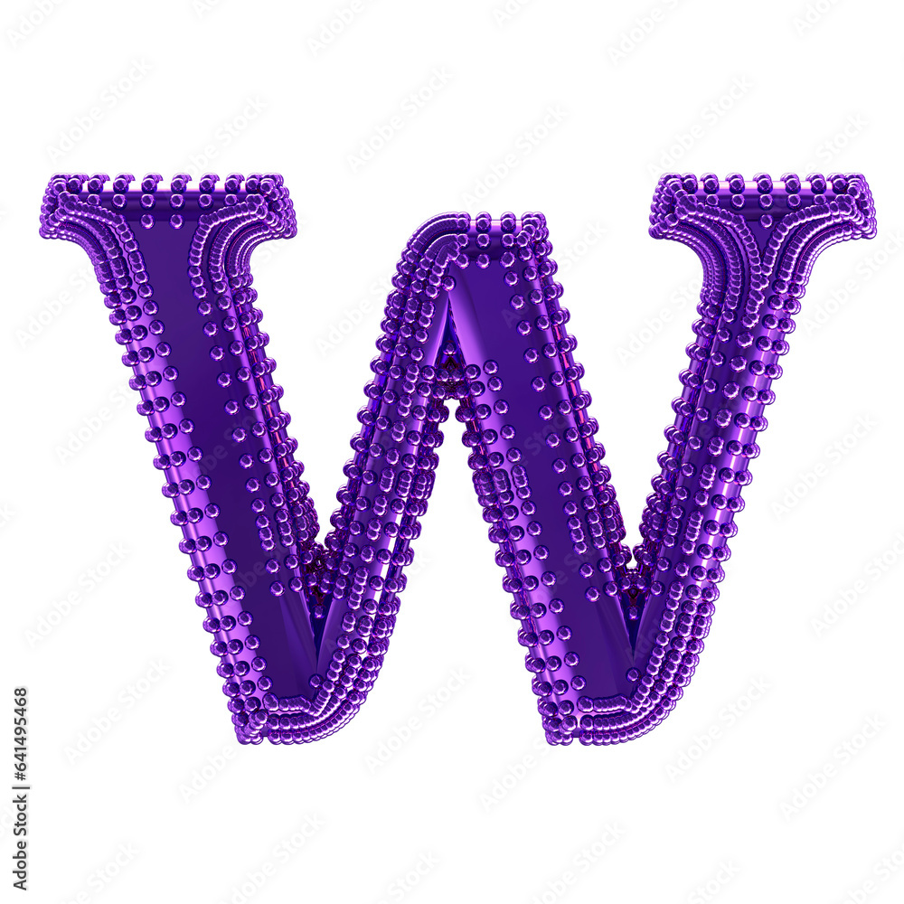 Small spheres on the dark purple symbol. letter w Small spheres on the dark purple symbol. letter w