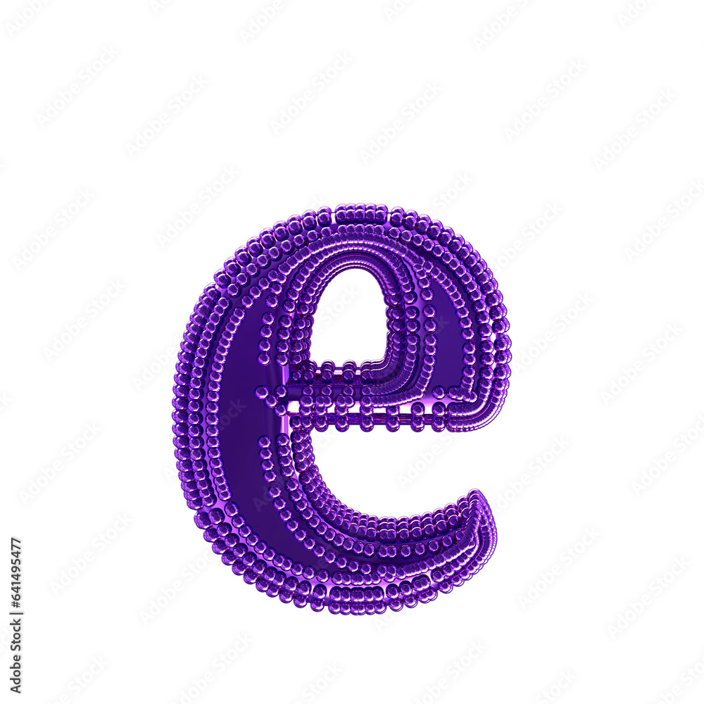 Small spheres on the dark purple symbol. letter e