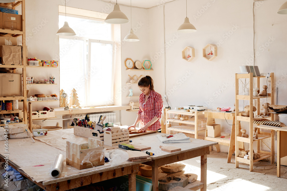 Wood designer working on new project Wood designer working on new project