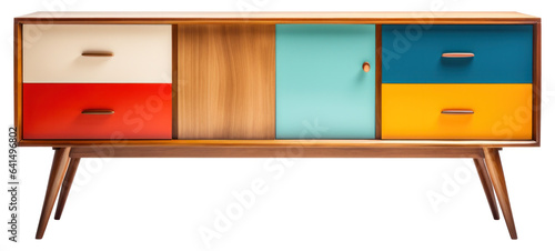 Mid century sideboard isolated. Retro vintage sideboard illustration.