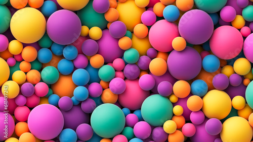 Many colorful random bright soft balls background. Colorful balls background for kids zone or children's playroom. Huge pile of colorful balls in different sizes. Vector background