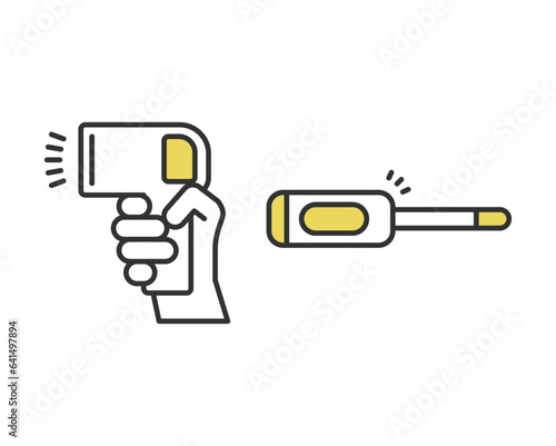 電子体温計、体温計、検温のイラストアイコン