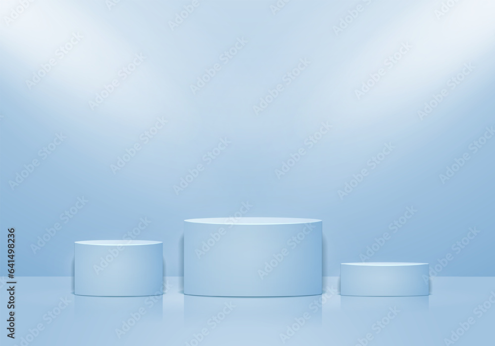 Minimal scene 3D realistic background. Blue podium with light effect Minimal scene 3D realistic background. Blue podium with light effect