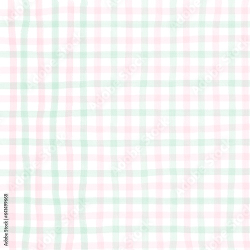 Wallpaper Mural Pink Green Gingham Check Hand Drawn Background Torontodigital.ca