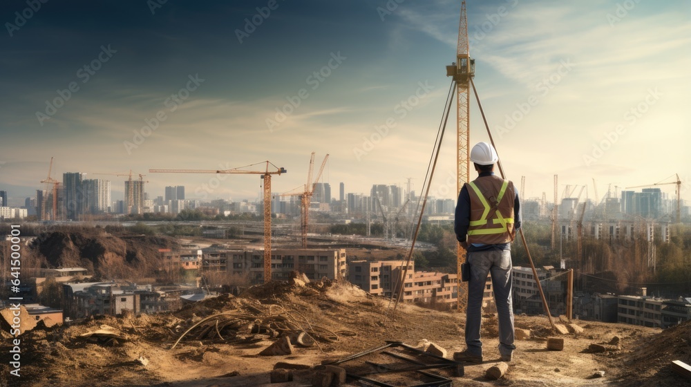 civil engineer surveying a construction site generative ai