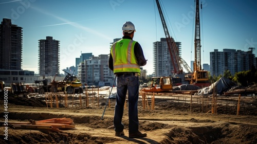 civil engineer surveying a construction site generative ai