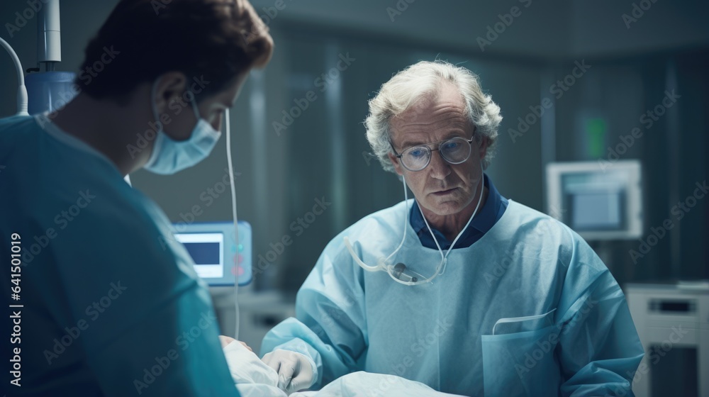 Obraz premium surgeon discussing a procedure generative ai