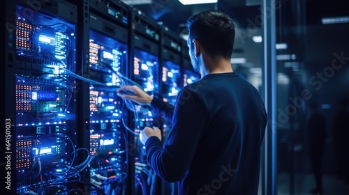 systems engineer configuring server clusters generative ai photo