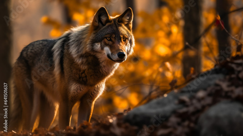 Timber Wolf in the Forest. 