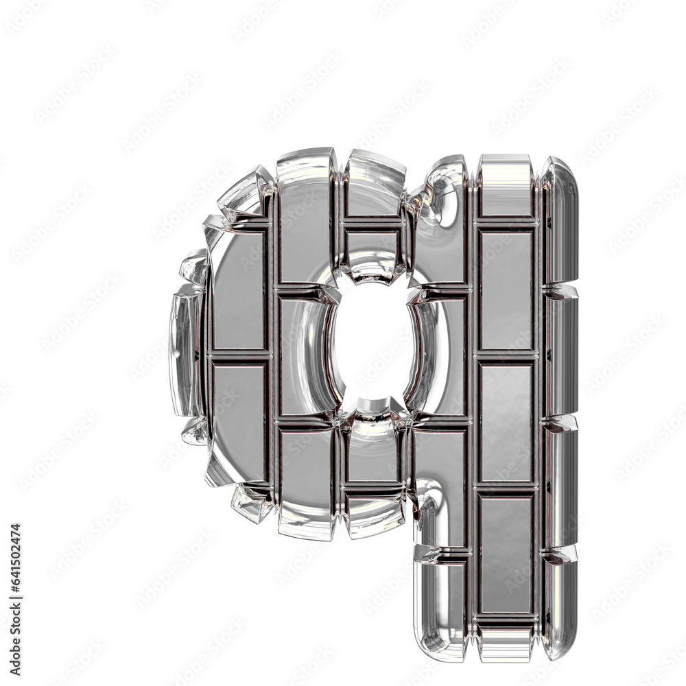 Symbol made of silver vertical bricks. letter q Symbol made of silver vertical bricks. letter q