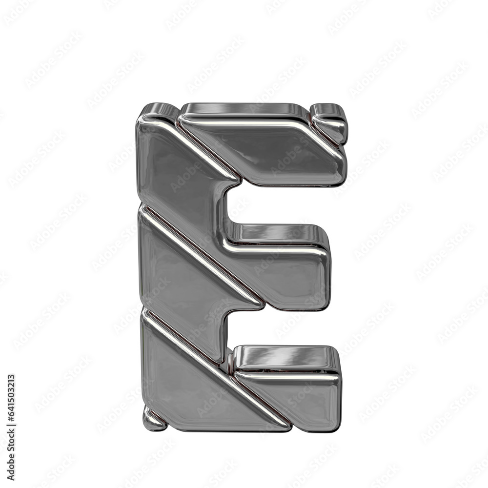 Fototapeta premium Symbol made of diagonal silver blocks. letter e
