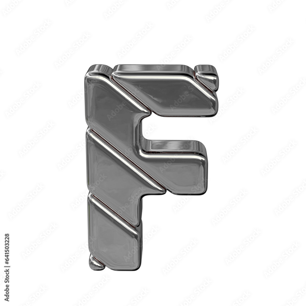 Fototapeta premium Symbol made of diagonal silver blocks. letter f