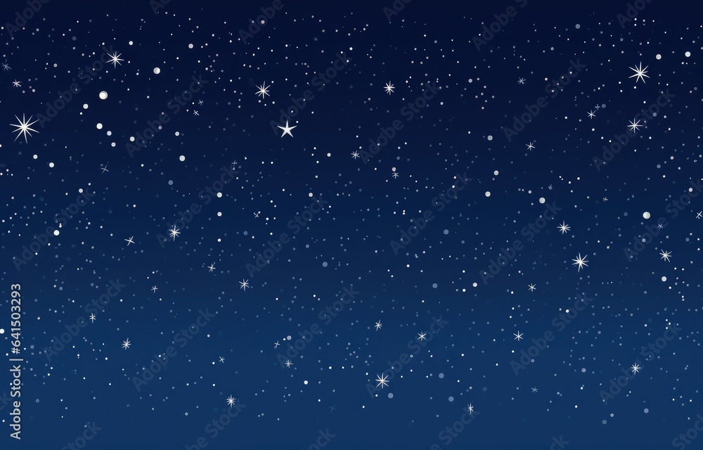 Starry night sky graphic, deep dark blue, illustration detailed and symbolic