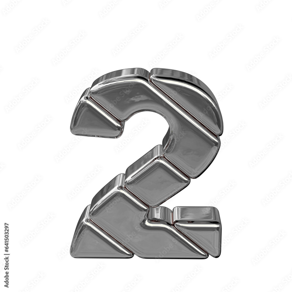 Symbol made of diagonal silver blocks. number 2 Symbol made of diagonal silver blocks. number 2