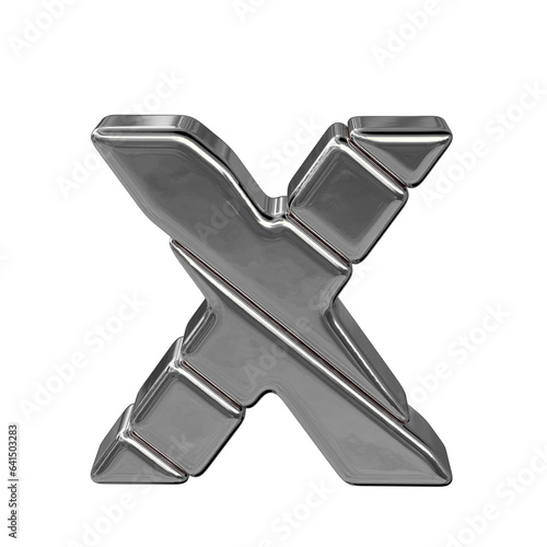 Symbol made of diagonal silver blocks. letter x