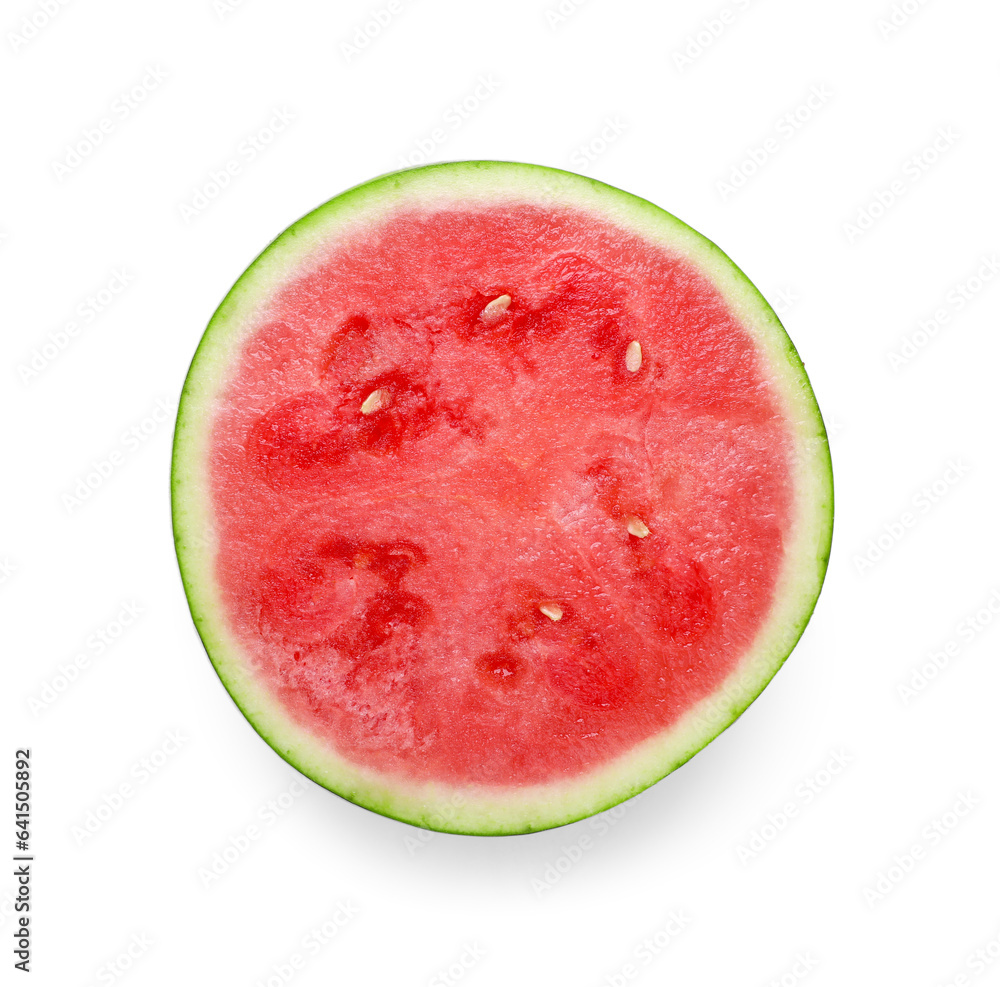 Half of ripe juicy watermelon isolated on white, top view Half of ripe juicy watermelon isolated on white, top view